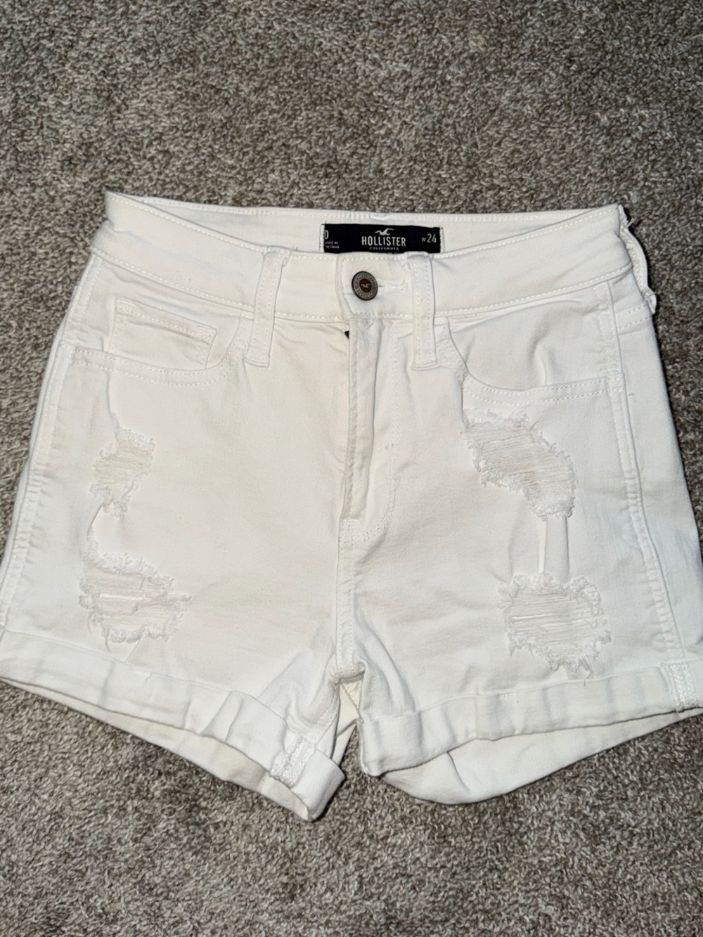Hollister white denim shorts